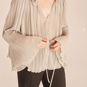 Rebecca Taylor Cream Pleated Blouse